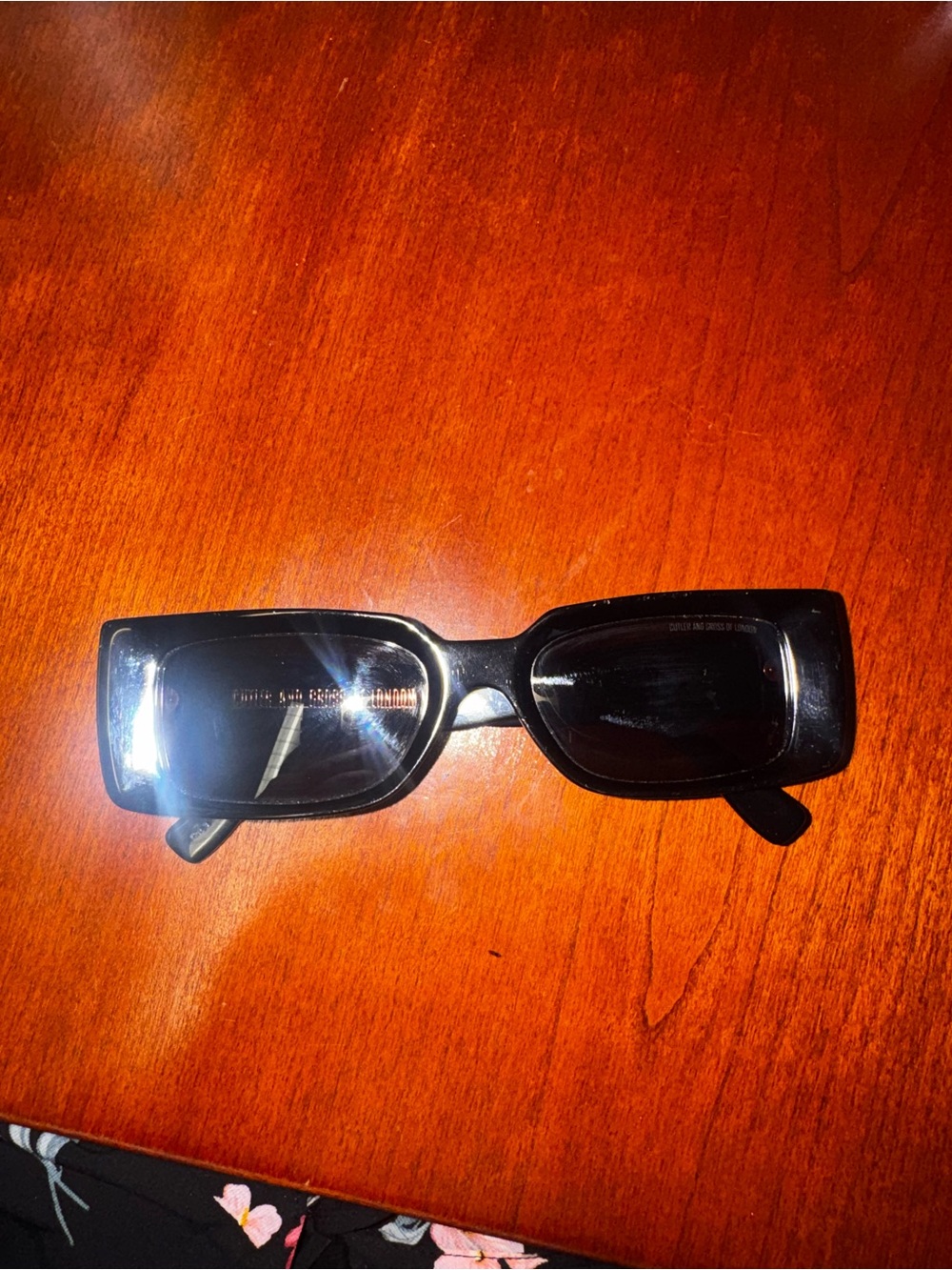 Men's Cutler and Gross Black Rectangular Sunglasses
